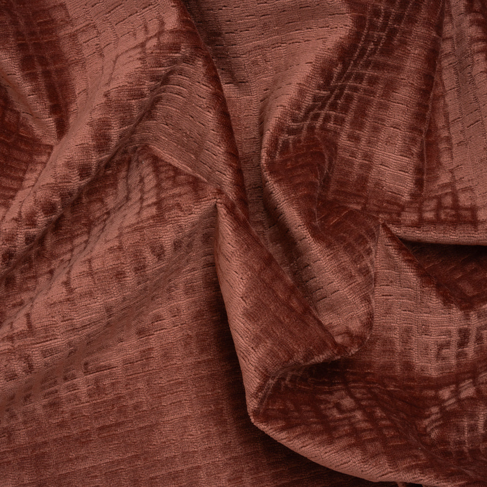 Polyester Upholstery Chenille - Marsala Grid Texture - Carolina Collection Polyester Upholstery Chenille - Marsala Grid Texture - Carolina Collection