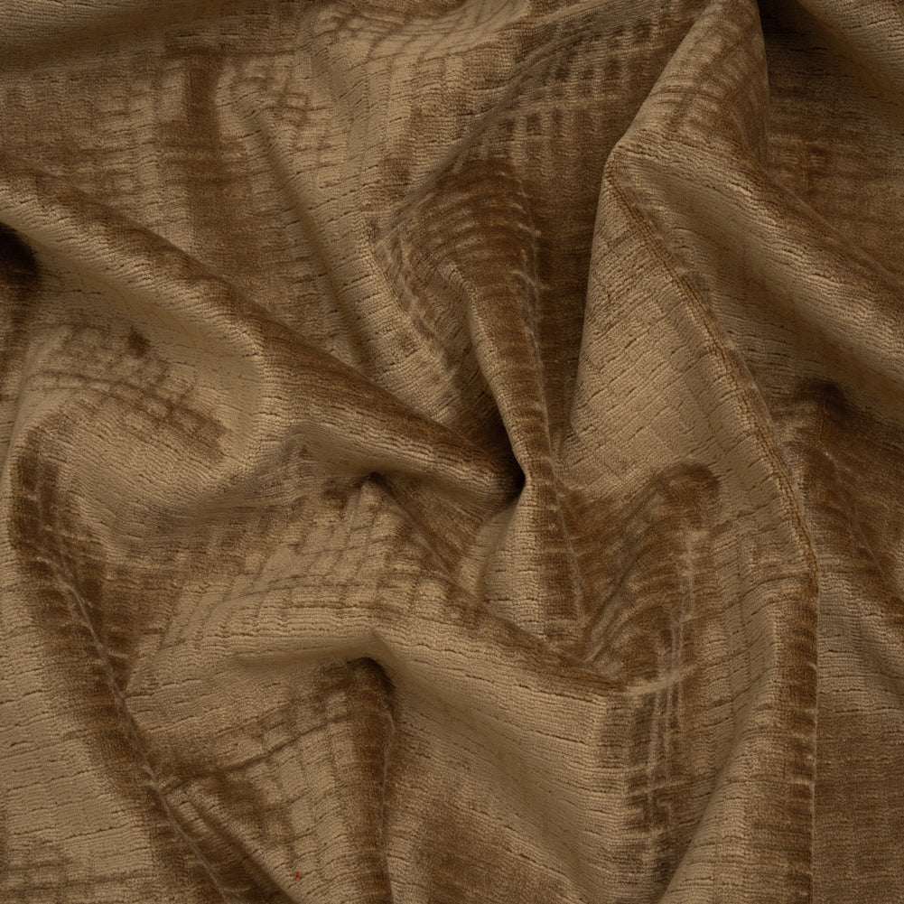 Polyester Upholstery Chenille - Toffee Grid Texture - Carolina Collection Polyester Upholstery Chenille - Toffee Grid Texture - Carolina Collection