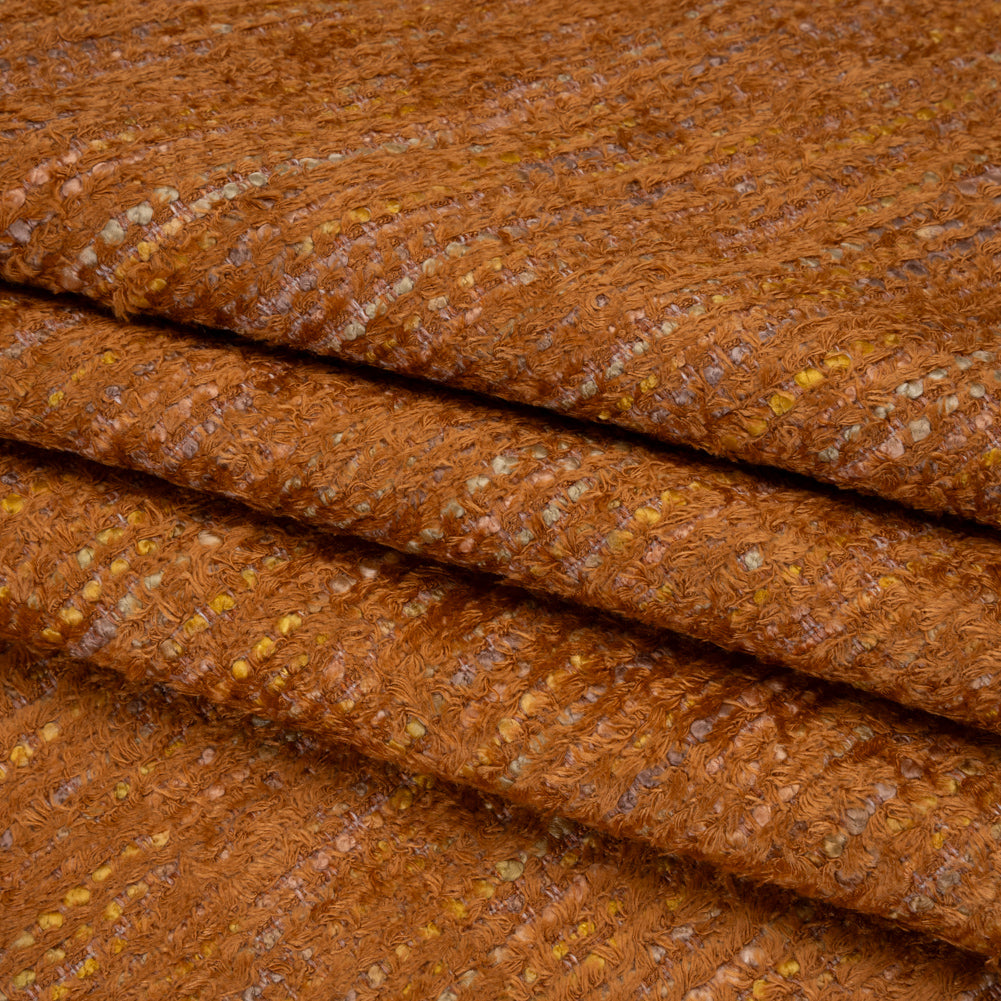 Recycled Olefin and Acrylic Upholstery Boucle and Chenille Tweed - Clay Stripes - Virginia Collection Folded Recycled Olefin and Acrylic Upholstery Boucle and Chenille Tweed - Clay Stripes - Virginia Collection Folded