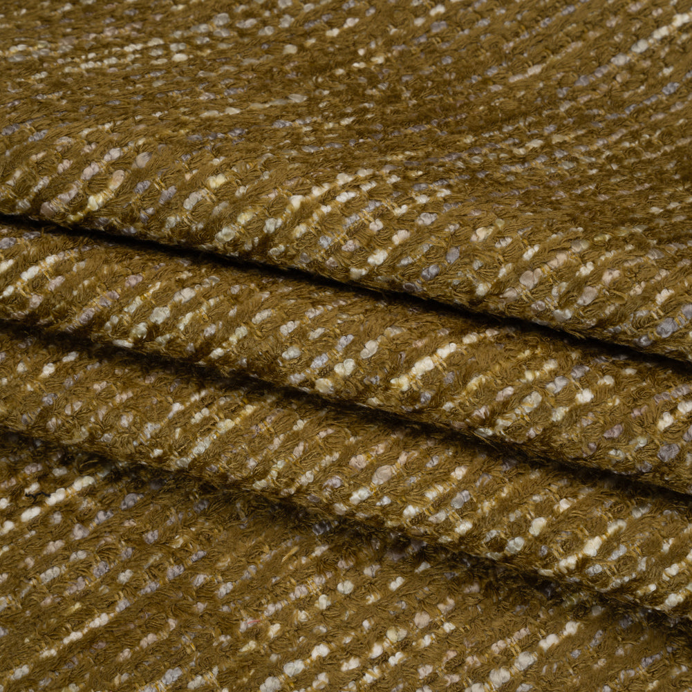 Recycled Olefin and Acrylic Upholstery Boucle and Chenille Tweed - Moss Stripes - Virginia Collection Folded Recycled Olefin and Acrylic Upholstery Boucle and Chenille Tweed - Moss Stripes - Virginia Collection Folded
