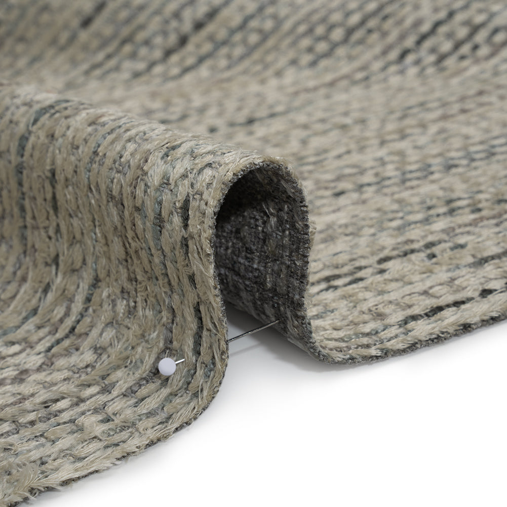 Recycled Olefin and Acrylic Upholstery Boucle and Chenille Tweed - Platinum Stripes - Virginia Collection Detail Recycled Olefin and Acrylic Upholstery Boucle and Chenille Tweed - Platinum Stripes - Virginia Collection Detail