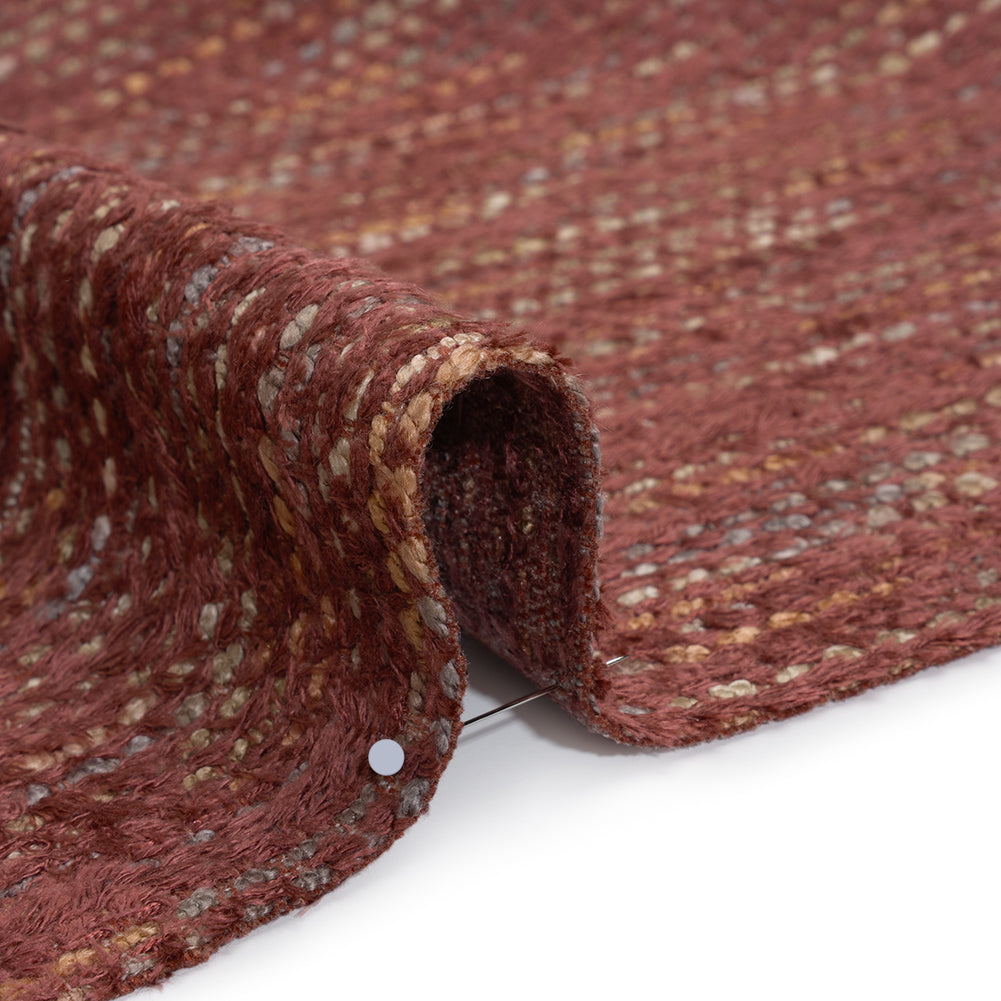 Recycled Olefin and Acrylic Upholstery Boucle and Chenille Tweed - Sangria Stripes - Virginia Collection Detail Recycled Olefin and Acrylic Upholstery Boucle and Chenille Tweed - Sangria Stripes - Virginia Collection Detail