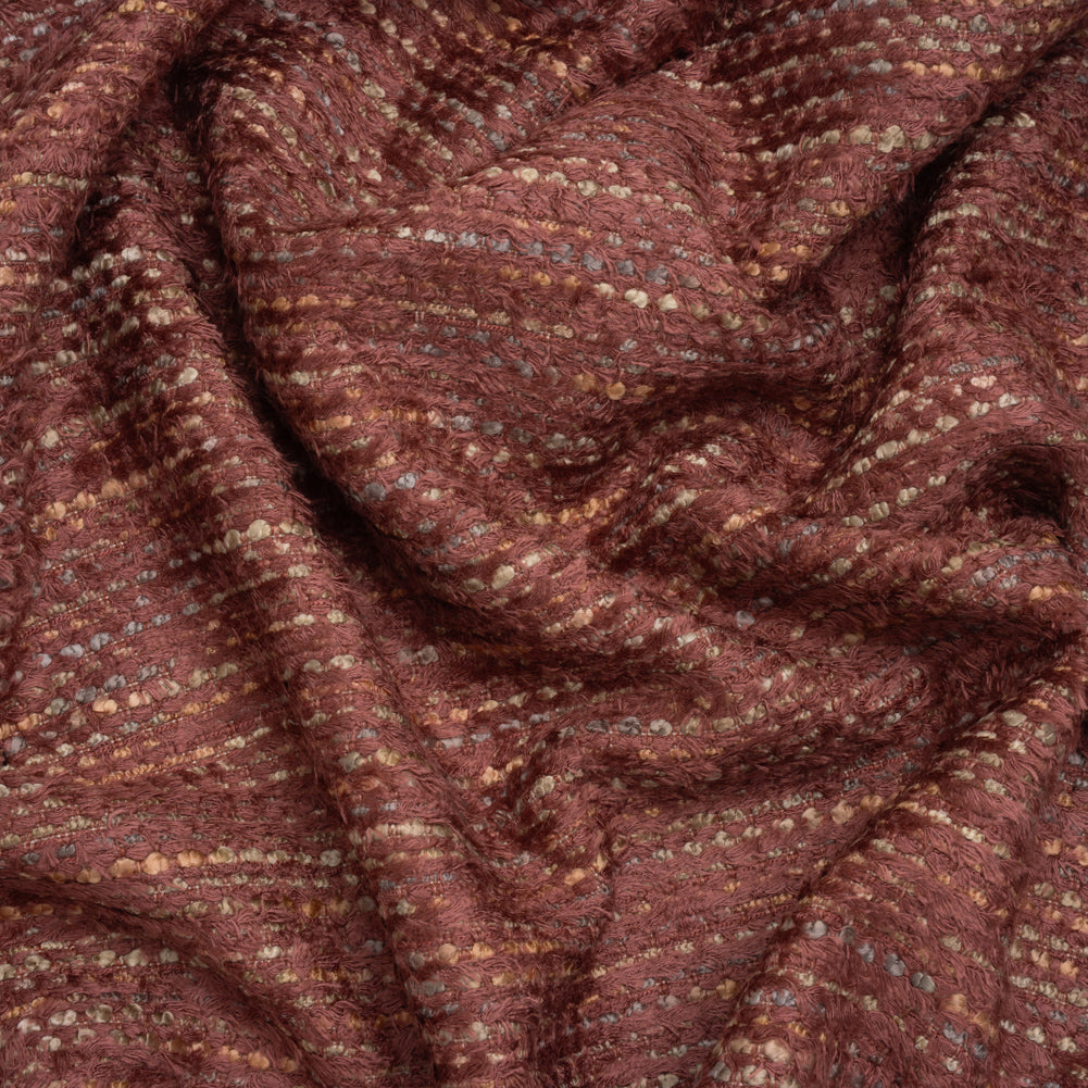 Recycled Olefin and Acrylic Upholstery Boucle and Chenille Tweed - Sangria Stripes - Virginia Collection Recycled Olefin and Acrylic Upholstery Boucle and Chenille Tweed - Sangria Stripes - Virginia Collection