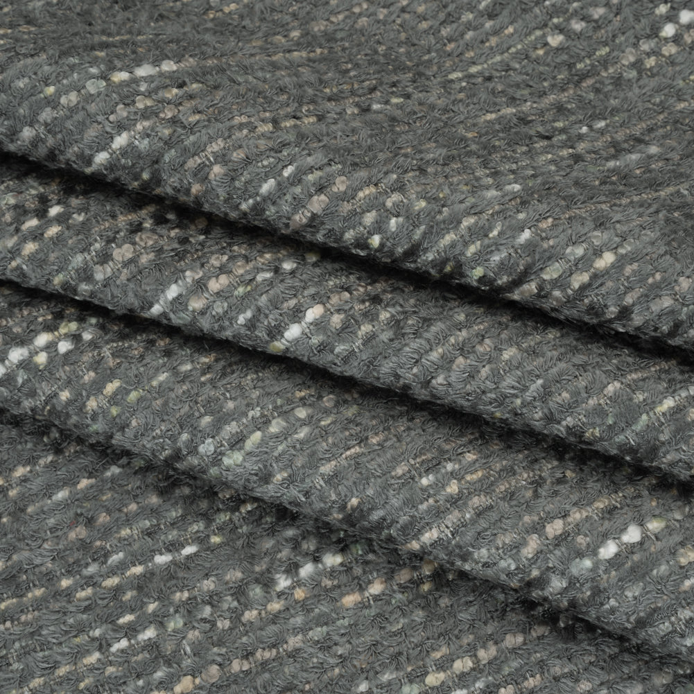 Recycled Olefin and Acrylic Upholstery Boucle and Chenille Tweed - Storm Stripes - Virginia Collection Folded Recycled Olefin and Acrylic Upholstery Boucle and Chenille Tweed - Storm Stripes - Virginia Collection Folded