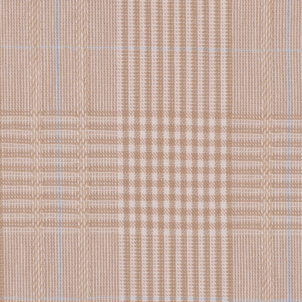 Italian Beige Plaid Bottom-Weight Cotton Detail Italian Beige Plaid Bottom-Weight Cotton Detail