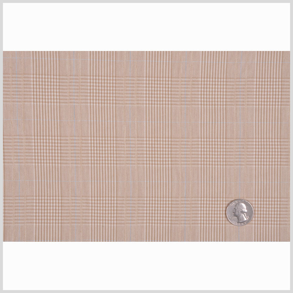 Italian Beige Plaid Bottom-Weight Cotton Full Italian Beige Plaid Bottom-Weight Cotton Full