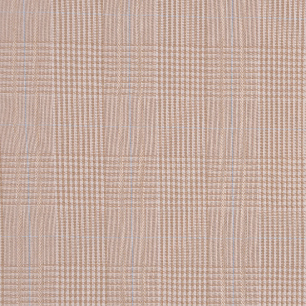 Italian Beige Plaid Bottom-Weight Cotton Italian Beige Plaid Bottom-Weight Cotton