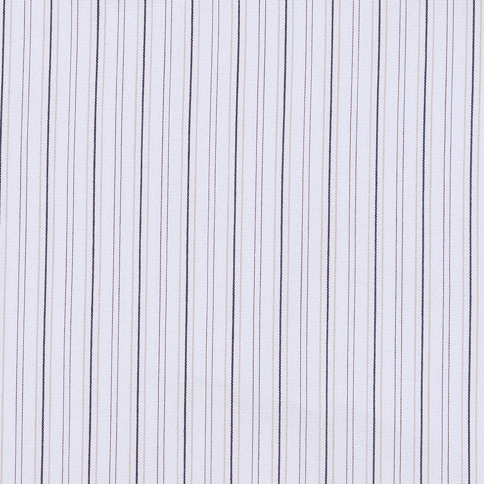 Warm White, Black and Brown Striped Stretch Cotton Shirting Detail Warm White, Black and Brown Striped Stretch Cotton Shirting Detail