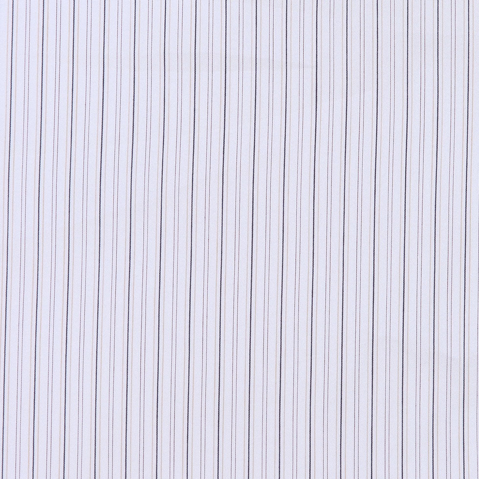 Warm White, Black and Brown Striped Stretch Cotton Shirting Warm White, Black and Brown Striped Stretch Cotton Shirting