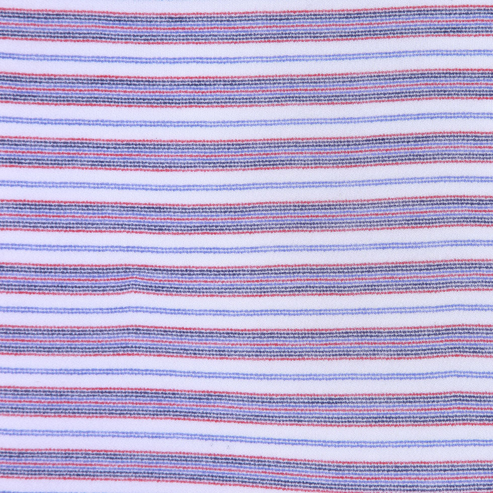 Italian Red, White and Blue Pencil Striped Cotton Knit Italian Red, White and Blue Pencil Striped Cotton Knit