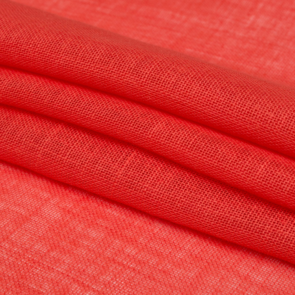 Loosely Woven Coral Linen Folded Loosely Woven Coral Linen Folded