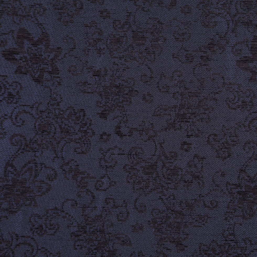 Italian Dark Navy Floral Rayon and Polyester Chenille Italian Dark Navy Floral Rayon and Polyester Chenille