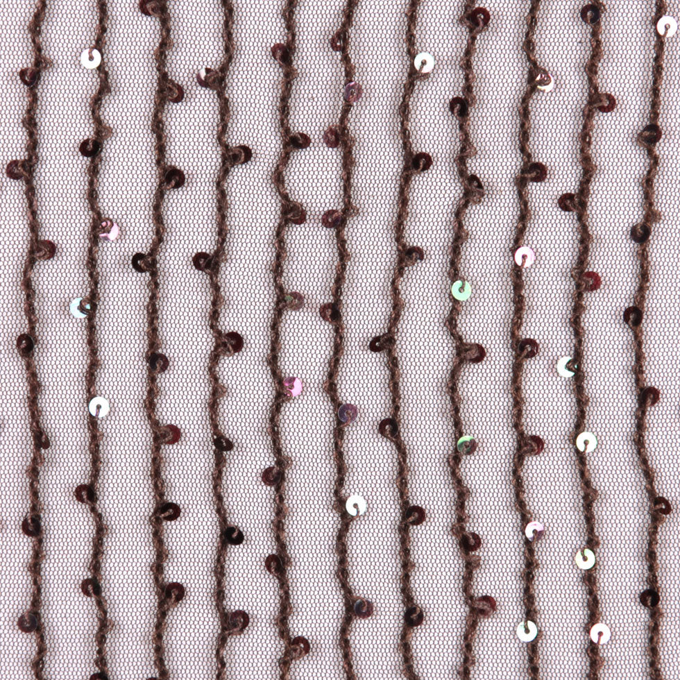 Chocolate Sequin Striped Mesh Detail Chocolate Sequin Striped Mesh Detail