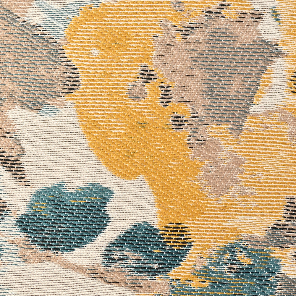 Dark Turquoise and Narcissus Painterly Floral Stretch Jacquard Detail Dark Turquoise and Narcissus Painterly Floral Stretch Jacquard Detail
