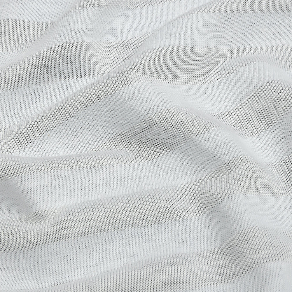 Daisy White Sheer Stripes Cotton and Rayon Jersey Detail Daisy White Sheer Stripes Cotton and Rayon Jersey Detail
