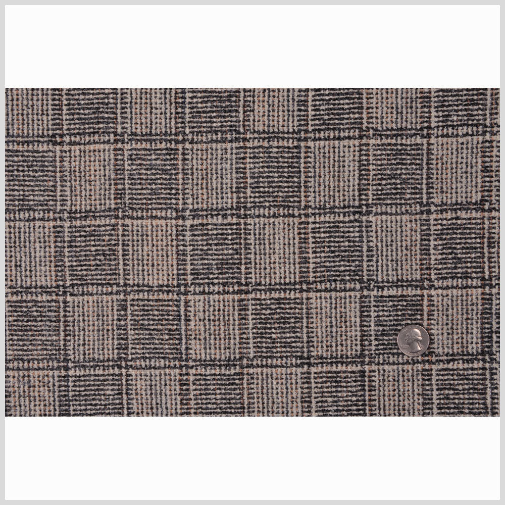 Natural/Gray/Black Plaid Wool Boucle Full Natural/Gray/Black Plaid Wool Boucle Full