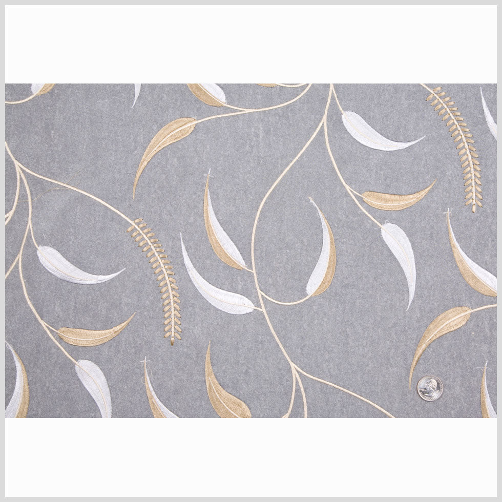 White/Soft Gray/Bronze/Cream Floral Organza Full White/Soft Gray/Bronze/Cream Floral Organza Full