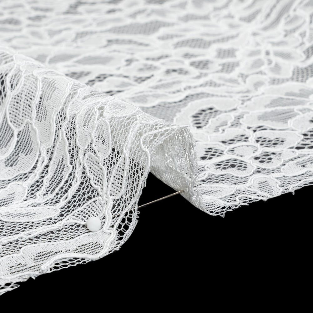Corded Raschel Lace Panel with Finished Edges - Off White Classic Florals - Detail Corded Raschel Lace Panel with Finished Edges - Off White Classic Florals - Detail