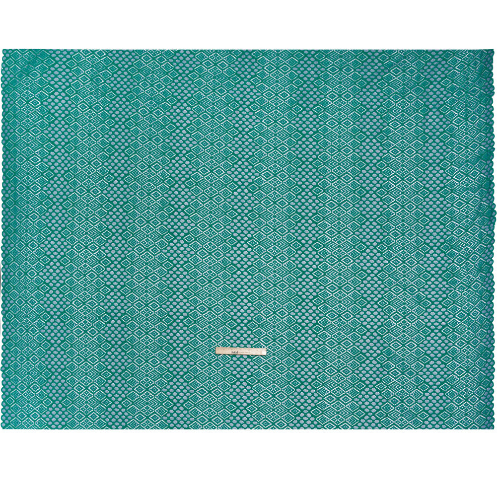 Corded Lace with Finished Edges - Blue and Teal Decorated Diamond Stripes - Full Corded Lace with Finished Edges - Blue and Teal Decorated Diamond Stripes - Full