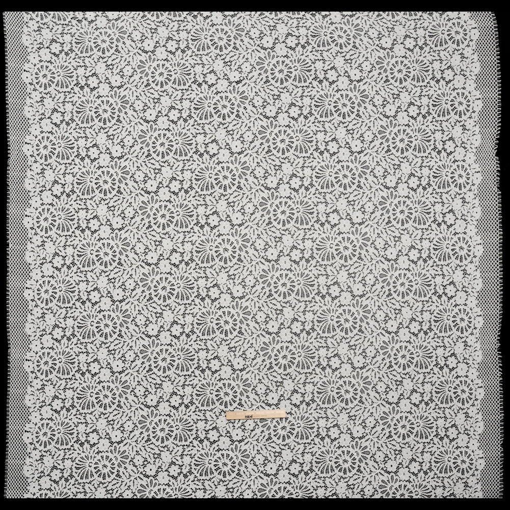 Corded Lace Panel with Finished Latticework Edges - Ivory Floral - Full Corded Lace Panel with Finished Latticework Edges - Ivory Floral - Full