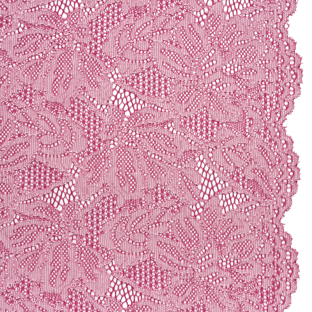 Stretch Corded Lace with Finished Edges - Festival Fuchsia and Natural Tropical Blossoms - Ottilie Collection Stretch Corded Lace with Finished Edges - Festival Fuchsia and Natural Tropical Blossoms - Ottilie Collection