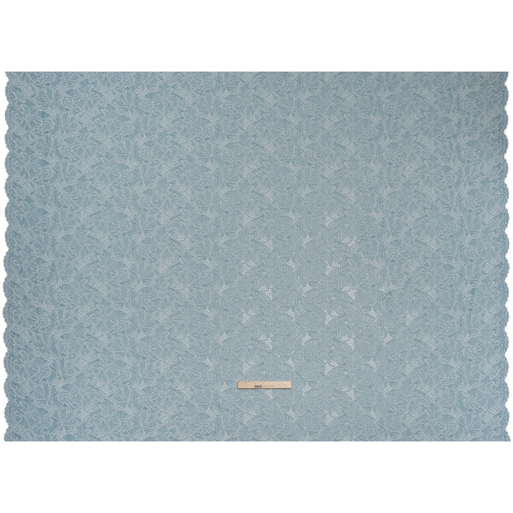 Stretch Corded Lace with Finished Edges - Storm Blue and Natural Tropical Blossoms - Ottilie Collection - Full Stretch Corded Lace with Finished Edges - Storm Blue and Natural Tropical Blossoms - Ottilie Collection - Full
