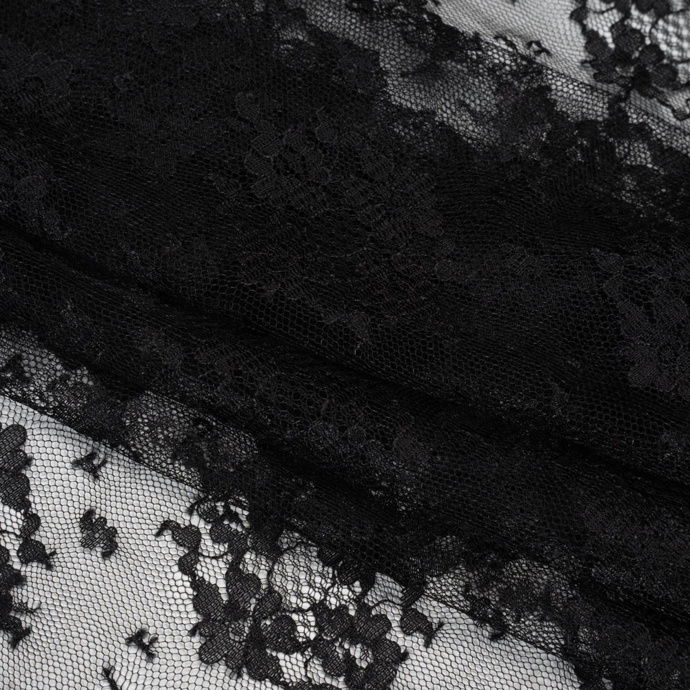 Chantilly Lace - Black Little Bouquets - Folded Chantilly Lace - Black Little Bouquets - Folded