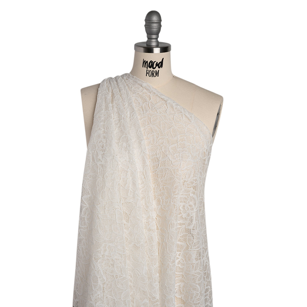 Corded Lace with Finished Edge - Ivory Sweeping Roses - Drape Corded Lace with Finished Edge - Ivory Sweeping Roses - Drape