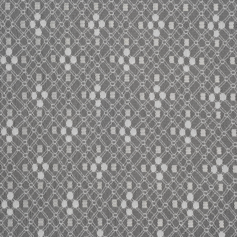 Nylon Raschel Mesh Lace - Ivory Latticework and Dots Nylon Raschel Mesh Lace - Ivory Latticework and Dots