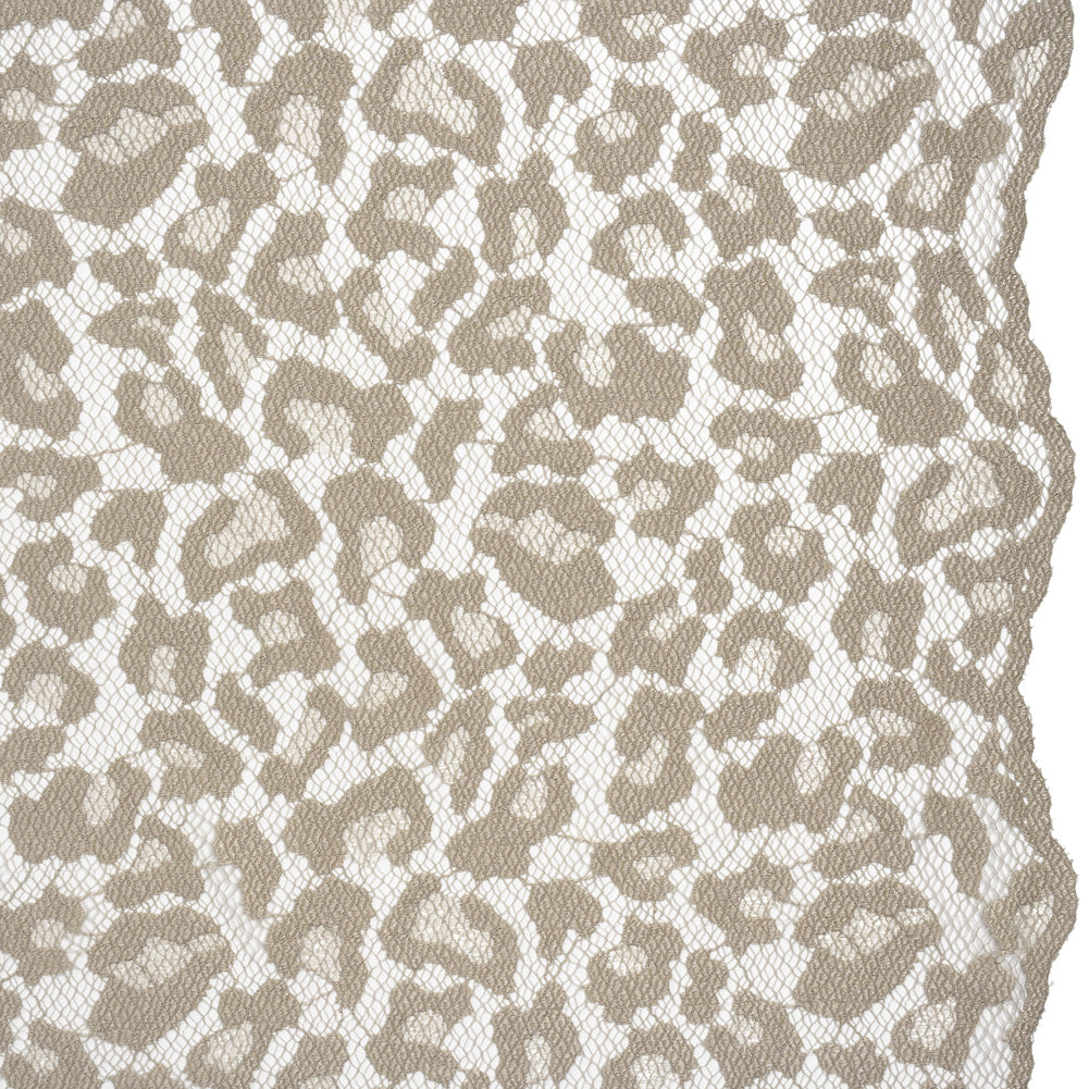 Metallic Raschel Lace with Finished Edges - Sandstone Leopard Spots Metallic Raschel Lace with Finished Edges - Sandstone Leopard Spots