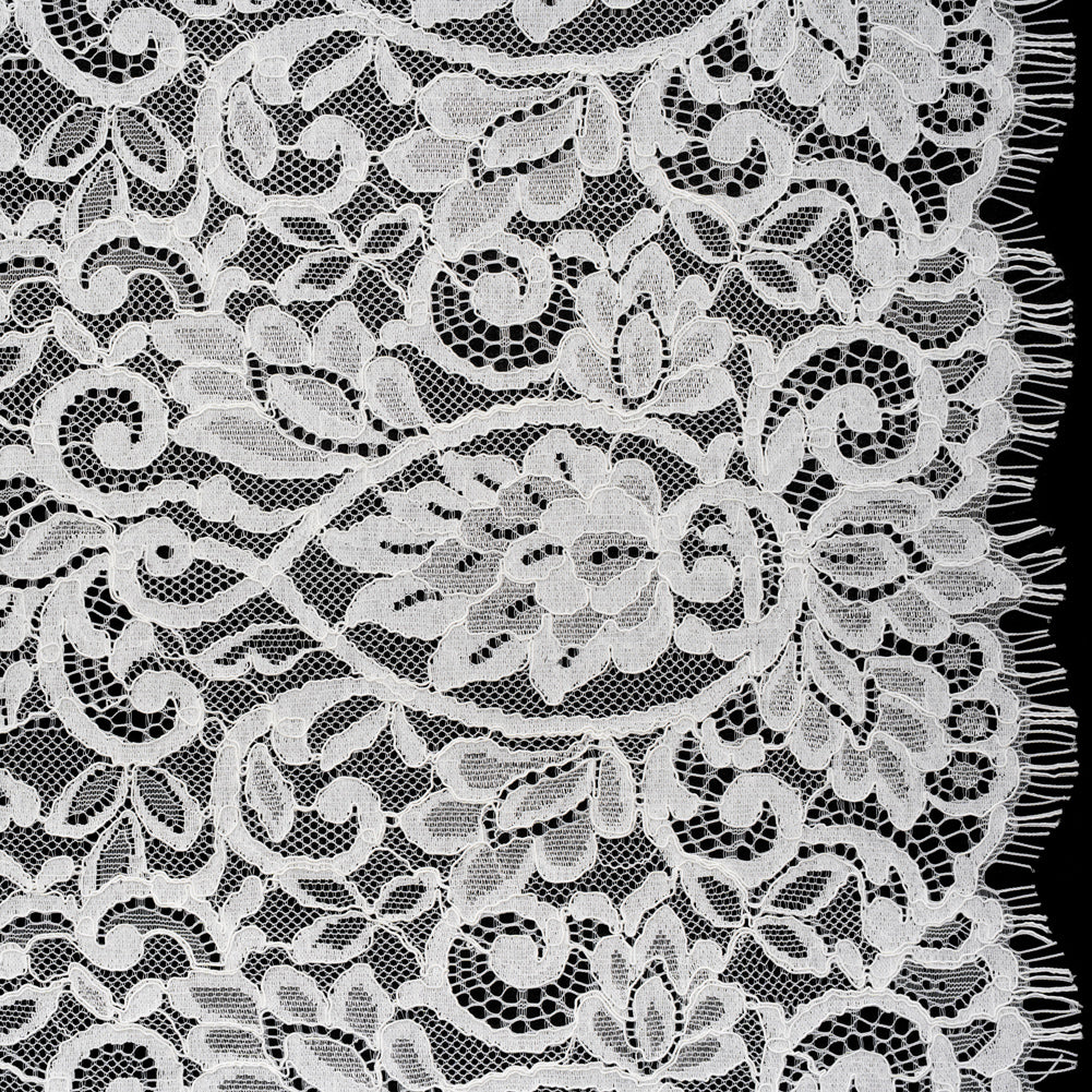 Corded Lace with Finished Edges - Ivory Flowering Vines Corded Lace with Finished Edges - Ivory Flowering Vines