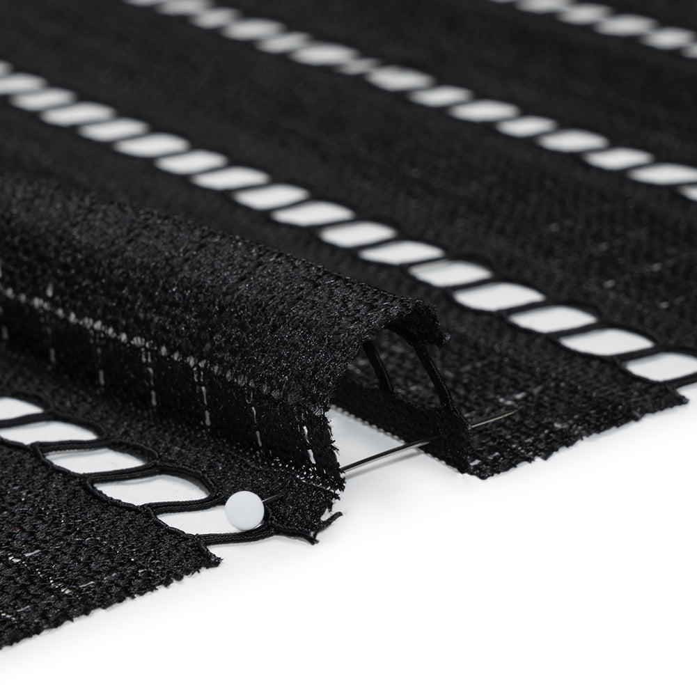 Corded Lace - Black Squares and Stripes - Detail Corded Lace - Black Squares and Stripes - Detail