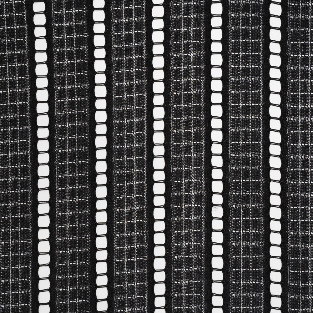 Corded Lace - Black Squares and Stripes Corded Lace - Black Squares and Stripes