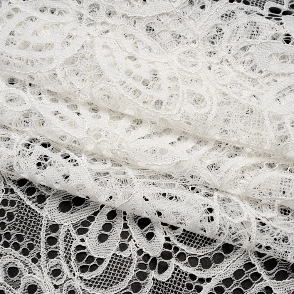 Corded Lace with Finished Edges - Ivory Radiant Floral - Folded Corded Lace with Finished Edges - Ivory Radiant Floral - Folded