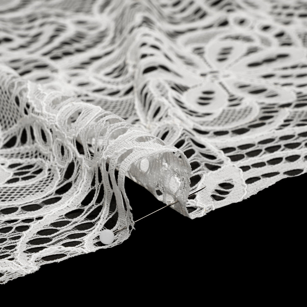 Corded Lace with Finished Edges - Ivory Radiant Floral - Detail Corded Lace with Finished Edges - Ivory Radiant Floral - Detail