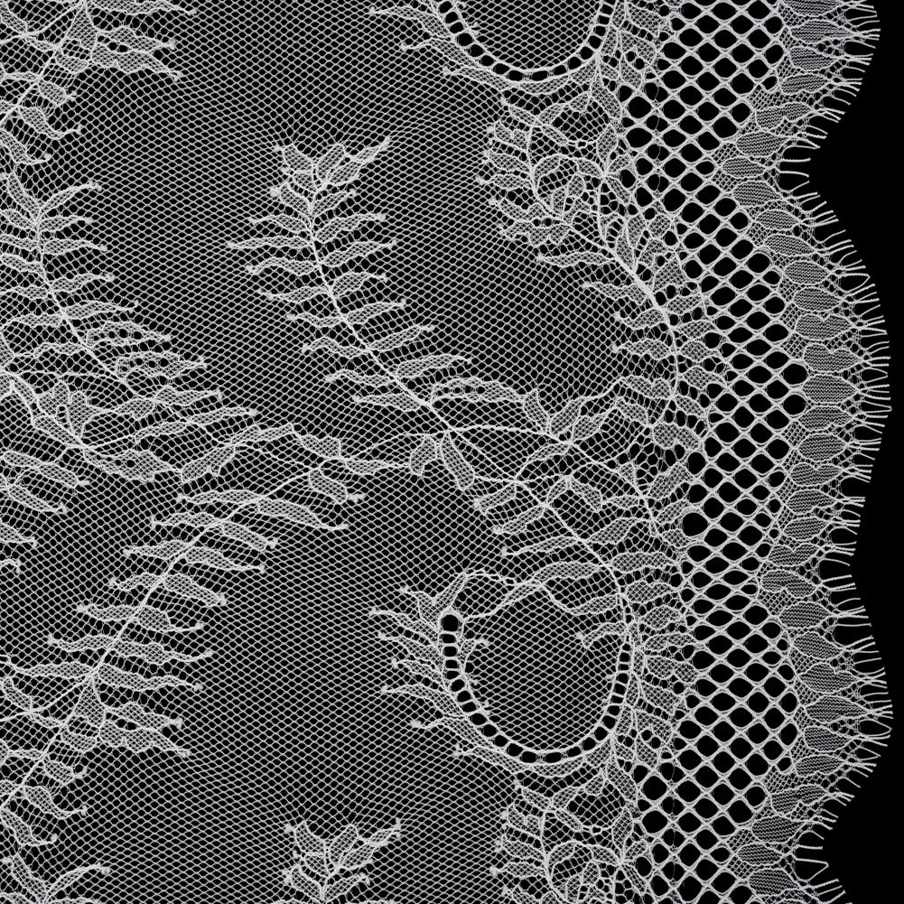 Raschel Lace Panel with Finished Edges - Ivory Delicate Leafy Vines on Net Raschel Lace Panel with Finished Edges - Ivory Delicate Leafy Vines on Net