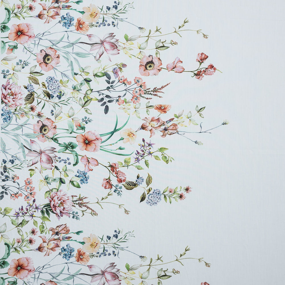 Cotton Poplin - White Floral Border - La Marche des Fleurs Print - Mood Exclusive Jacques Collection Cotton Poplin - White Floral Border - La Marche des Fleurs Print - Mood Exclusive Jacques Collection