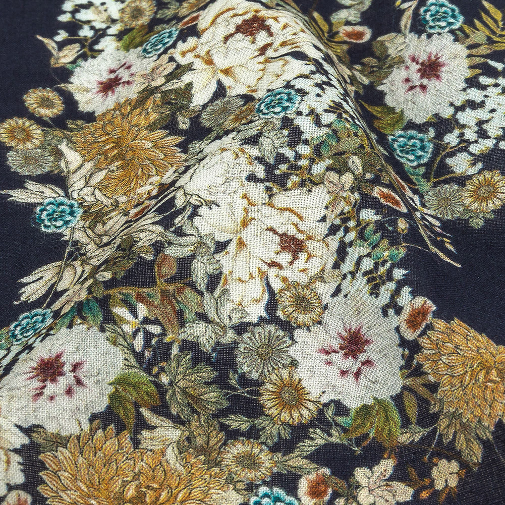 Cotton Voile - Navy Floral Cranes - Hera's Revenge Print - Mood Exclusive Gaia Collection - Detail Cotton Voile - Navy Floral Cranes - Hera's Revenge Print - Mood Exclusive Gaia Collection - Detail