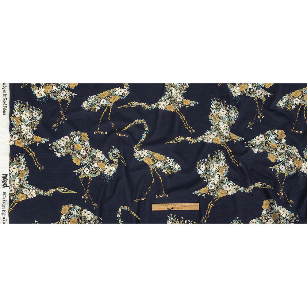 Cotton Voile - Navy Floral Cranes - Hera's Revenge Print - Mood Exclusive Gaia Collection - Full Cotton Voile - Navy Floral Cranes - Hera's Revenge Print - Mood Exclusive Gaia Collection - Full