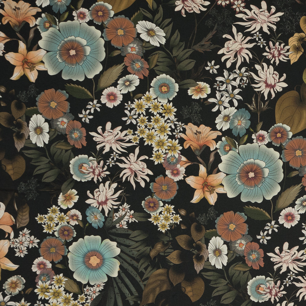 Stretch Cotton Sateen - Rustic Floral - Narcissus' Reflection Print - Mood Exclusive Gaia Collection Stretch Cotton Sateen - Rustic Floral - Narcissus' Reflection Print - Mood Exclusive Gaia Collection