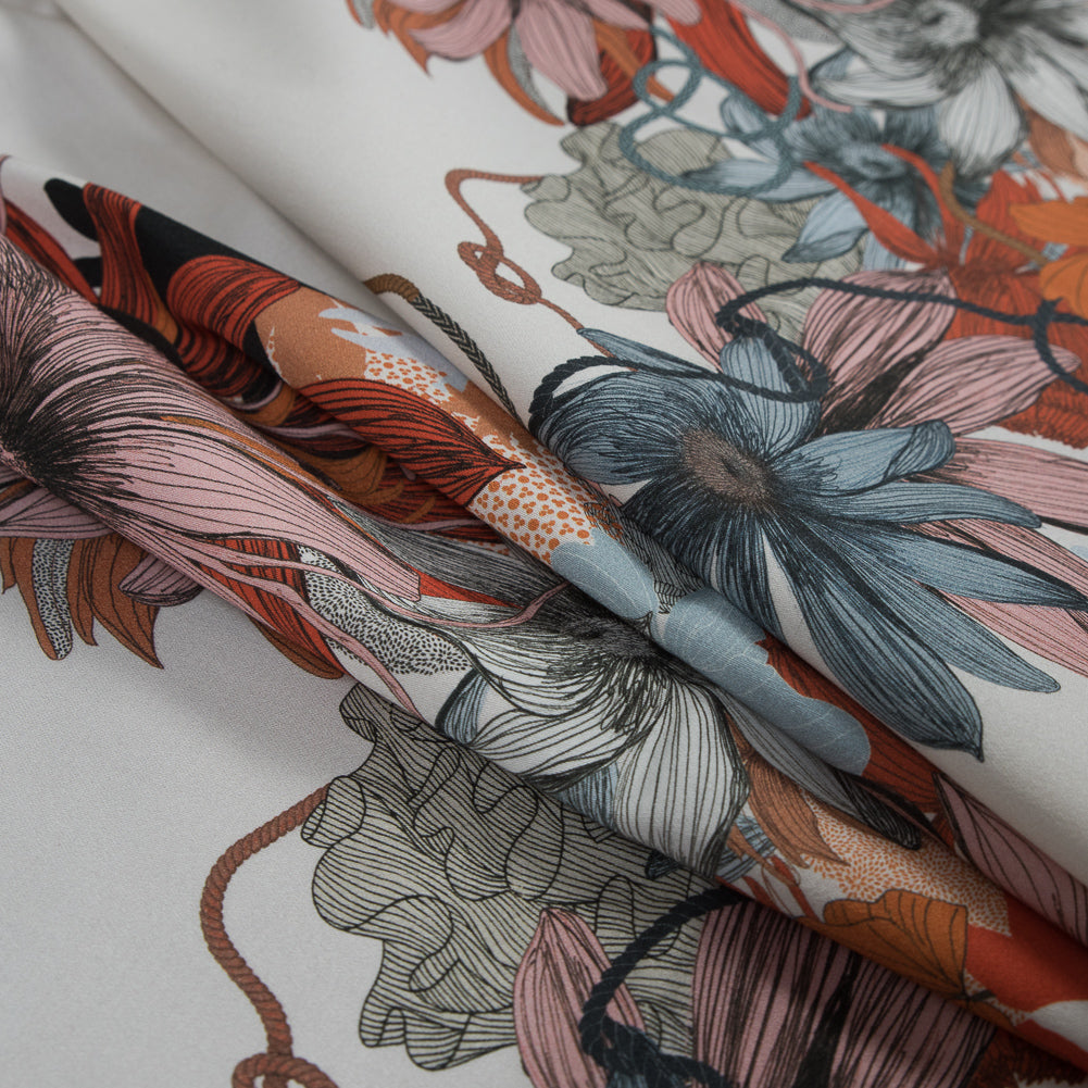 Stretch Cotton Sateen Panel - Pink Floral - Port Havana Print - Mood Exclusive Aloha Collection - Folded Stretch Cotton Sateen Panel - Pink Floral - Port Havana Print - Mood Exclusive Aloha Collection - Folded
