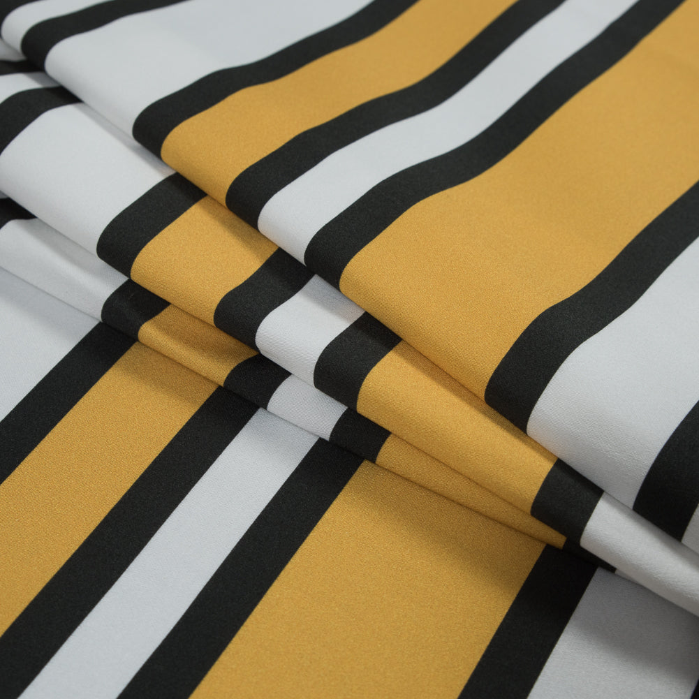 Stretch Cotton Sateen - Yellow and White Stripes - Aina Stripe Print - Mood Exclusive Aloha Collection - Folded Stretch Cotton Sateen - Yellow and White Stripes - Aina Stripe Print - Mood Exclusive Aloha Collection - Folded