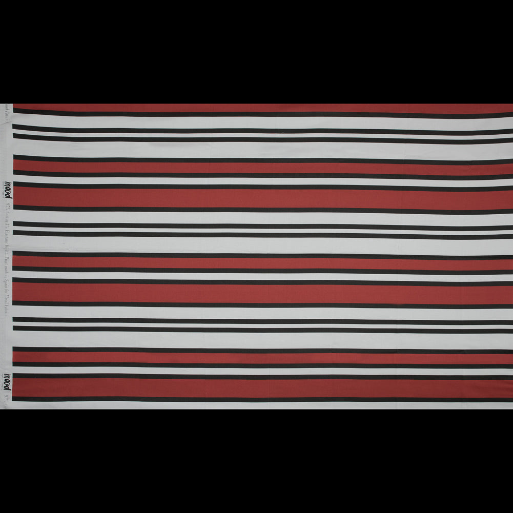Stretch Cotton Sateen - Red and White Stripes - Mood Exclusive Aina Stripe Print - Full Stretch Cotton Sateen - Red and White Stripes - Mood Exclusive Aina Stripe Print - Full