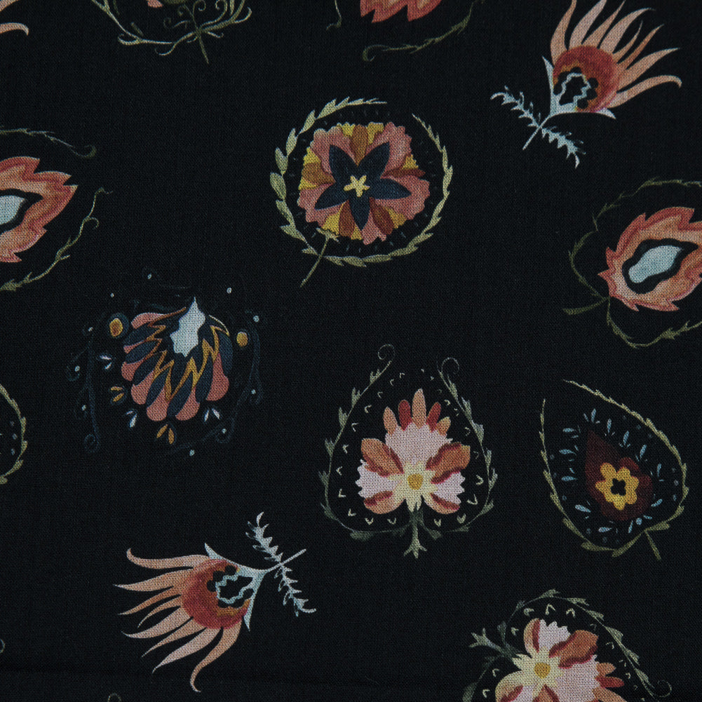 Cotton Voile - Black Floral - Heliconia Flame Print - Mood Exclusive Aloha Collection - Detail Cotton Voile - Black Floral - Heliconia Flame Print - Mood Exclusive Aloha Collection - Detail