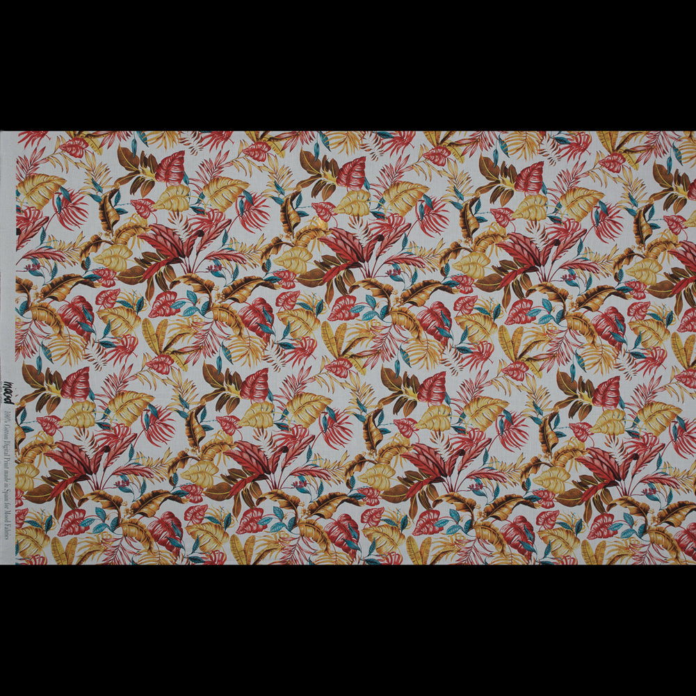 Cotton Voile - Red and Yellow Leaves - Vishnu's Tenacity Print - Mood Exclusive Surya Collection - Full Cotton Voile - Red and Yellow Leaves - Vishnu's Tenacity Print - Mood Exclusive Surya Collection - Full