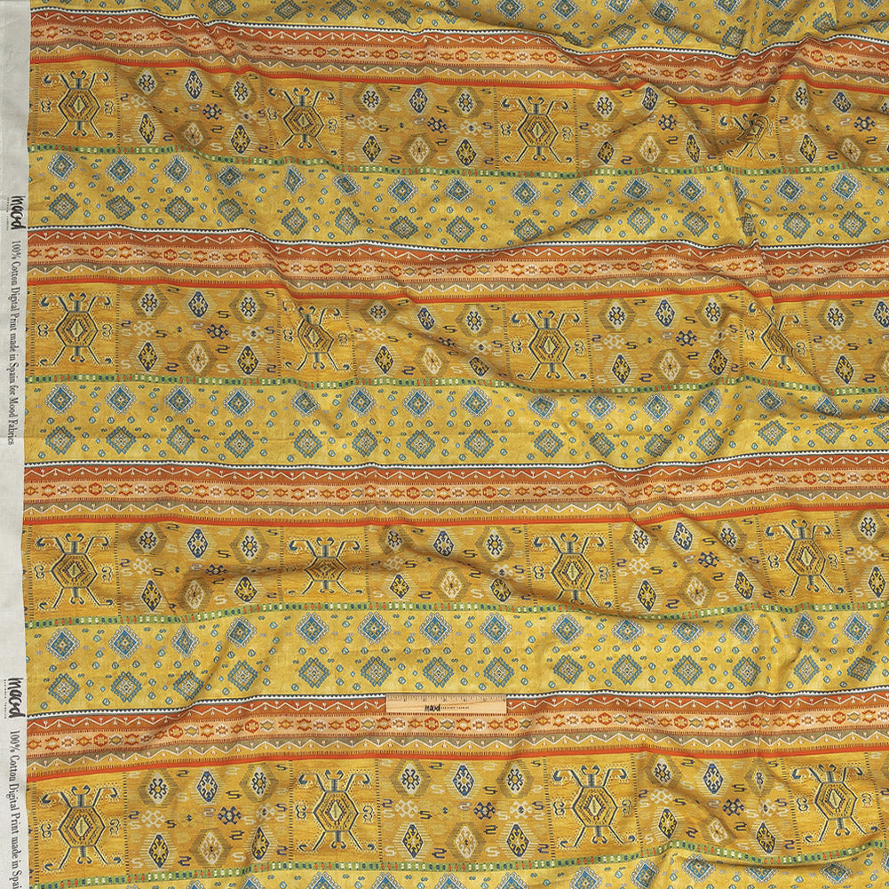 Cotton Voile - Yellow Geometric Stripes - Vishnu's Freedom Print - Mood Exclusive Surya Collection - Full Cotton Voile - Yellow Geometric Stripes - Vishnu's Freedom Print - Mood Exclusive Surya Collection - Full