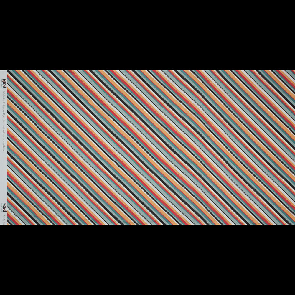 Stretch Cotton Sateen - Orange and Blue Diagonal Stripes - Prajapati's Gift Print - Mood Exclusive Surya Collection - Full Stretch Cotton Sateen - Orange and Blue Diagonal Stripes - Prajapati's Gift Print - Mood Exclusive Surya Collection - Full