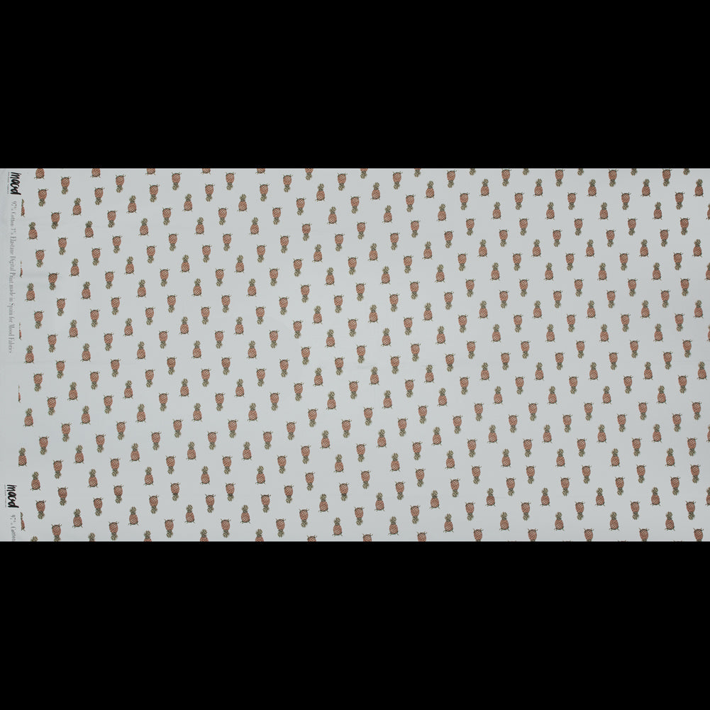Stretch Cotton Sateen - Pineapples on White - Parvati's Peace Print - Mood Exclusive Surya Collection - Full Stretch Cotton Sateen - Pineapples on White - Parvati's Peace Print - Mood Exclusive Surya Collection - Full