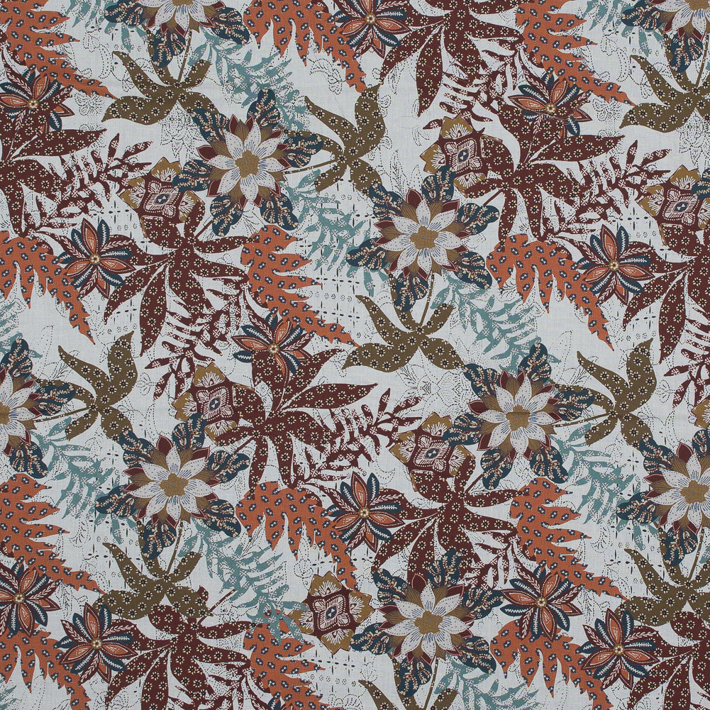 Cotton Voile - White and Orange Floral - Vitality of Admiration Print - Mood Exclusive Key Largo Collection Cotton Voile - White and Orange Floral - Vitality of Admiration Print - Mood Exclusive Key Largo Collection