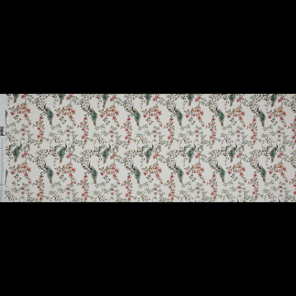 Stretch Cotton Sateen - White Floral - Dignity of Enlightenment Print - Mood Exclusive Key Largo Collection - Full Stretch Cotton Sateen - White Floral - Dignity of Enlightenment Print - Mood Exclusive Key Largo Collection - Full